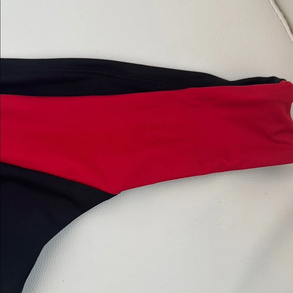 Nike Icon Sneakerkini Asymmetrical Bikini Bottom Black and Red Swimwear
